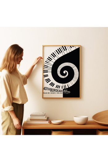 ARTHOUSECOLLECTIVE Piano Poster - Bordeaux Jazz Festival , Music Poster - Table Sizes Frameless Poster