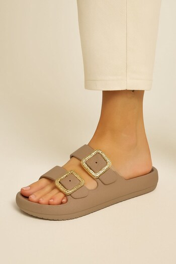 LETAO Women's Stylish Mink Soft Inside Double Buckle Slippers