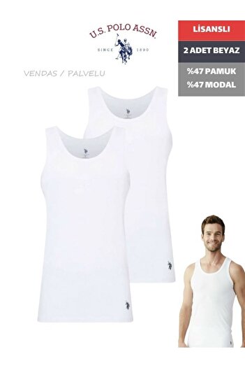 U.S. Polo Assn. Licensed 47% Cotton 47% Modal Men's Undershirt 2-Piece Boxed Package / White