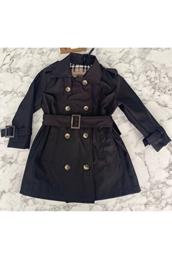 HÇ Hülya Çelik KİDSWEAR 2018 Children's Trench Coat Black