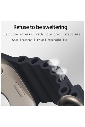 Bibilel Silicone Strap for Apple Watch 1-8-SE, 42-49 mm, Breathe In, Navy Blue, KOF-BBL6957