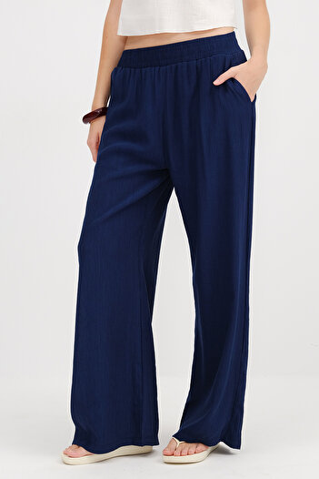 Addax Elastic Waist Wide Leg Trousers Pn71256
