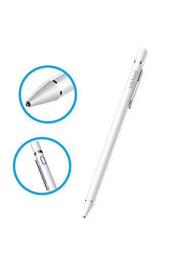 Usams Stylus Pen activ pentru ecran tactil cu clemă, universal, R195, alb