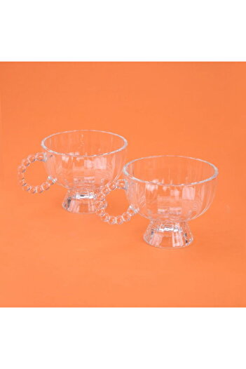 AROW 2-Piece Bead Handle Ice Cream Bowl - Transparent