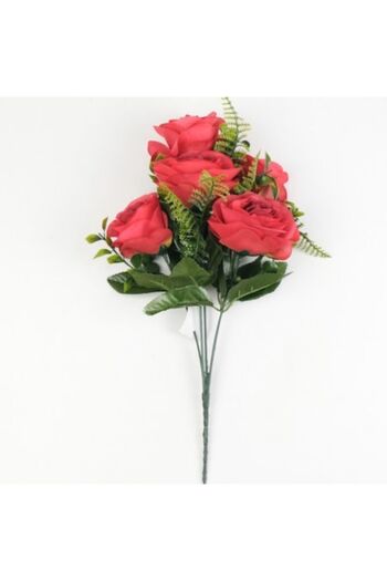 OEM Artificial Rose Bouquet, PVC/Textile 35 cm Red