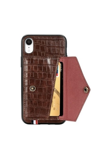 Bibilel Leather Case with Card Pocket for iPhone XR, Protective Cover, Brown
