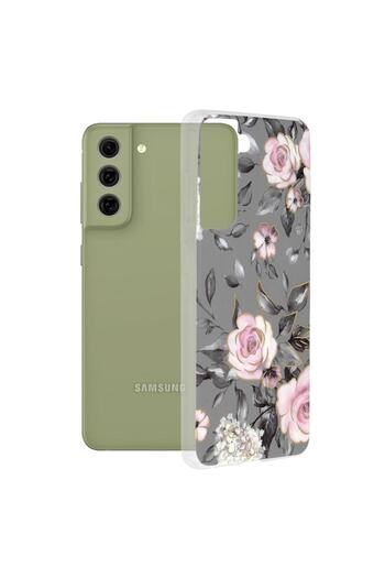 OEM High-Protection Case for Samsung Galaxy S21 FE 5G, Grip Pro, Bloom of Ruth Titanium Grey