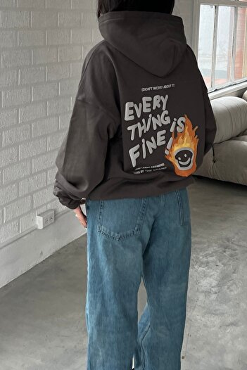 The Champ Clothing Every Thing Is Fine Printed Unisex Smoked Hooded Sweatshirt – ύφασμα με 3 κλωστές