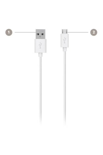 rexa Durable White/Silver MicroUSB Cable – Tangle-Free Charge & Sync