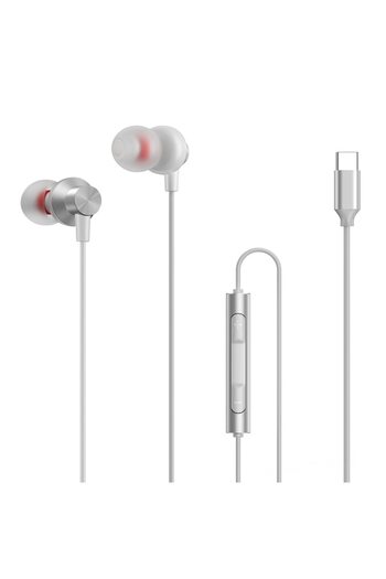 Bibilel In-ear headphones with USB-C connector, Dub Step bass model with microphone, White