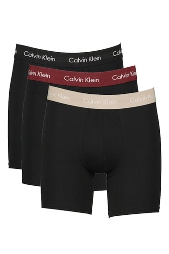 Calvin Klein , Set de boxeri cu logo - 3 perechi, Visiniu, Negru stins, Bej deschis, M