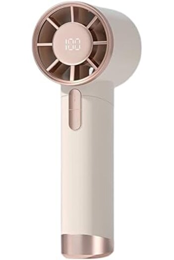 Generic Turbo Handheld Fan, 1800mAh Rechargeable Mini Fan with Lanyard, 5 Speeds, LED Display,