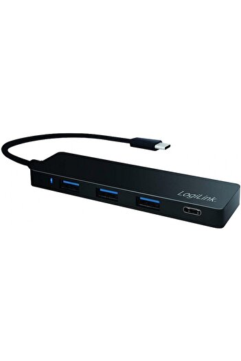 LogiLink Hub USB UA0311, USB Tip-C, 4 porturi, USB 3.0, negru