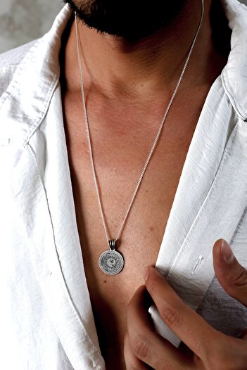Ebrar Silver Gümüş Ayetel Kürsi Dualı Kolye 925 Ayar Gümüş Üzeri Besmele Ve Ayet-el Kürsi Yazılı Unisex Kolye