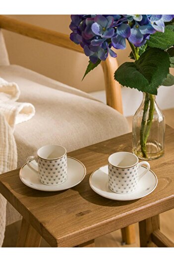 LC Waikiki Lcw Home Eye Printed Porcelain Coffee Cup Set for 2 Persons 90 ml (W5)