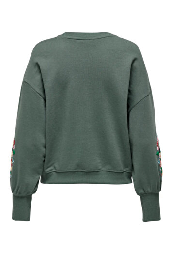ONLY Γυναικείο φούτερ Onlbrooke L/S με λαιμόκοψη σε σχήμα Ο, με λουλουδάτο σχέδιο στα μανίκια