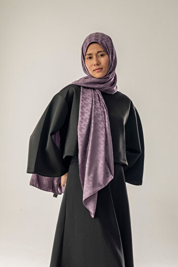 FLEUR SOİE Smoke Purple Big Hawkbeak Pattern Jacquard Shawl
