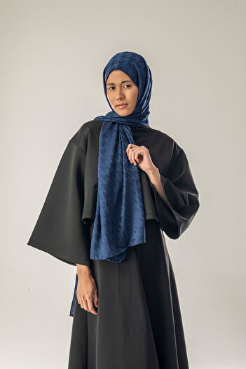 FLEUR SOİE Cosmic Blue Big Scissors Pattern Jacquard Shal