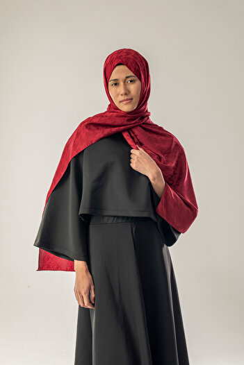 FLEUR SOİE Dark Bordo Big Hawk's Beak Pattern Jacquard Shawl
