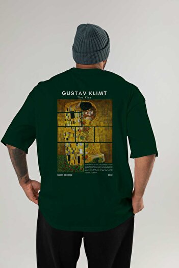 Ankhises Gustav Klimt the Kiss Back Printed Oversize T-Shirt Men Women Crewneck Cotton Tshirt