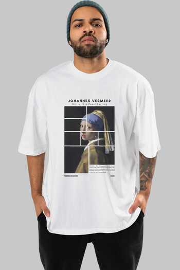 Ankhises Johannes Vermeer Front Printed Oversize T-Shirt Men Women Crewneck Cotton Tshirt