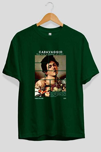 Ankhises Caravaggio Boy μπροστινό εμπριμέ μπλουζάκι Oversize Ανδρικό Γυναικείο Βαμβακερό μπλουζάκι με λαιμόκοψη