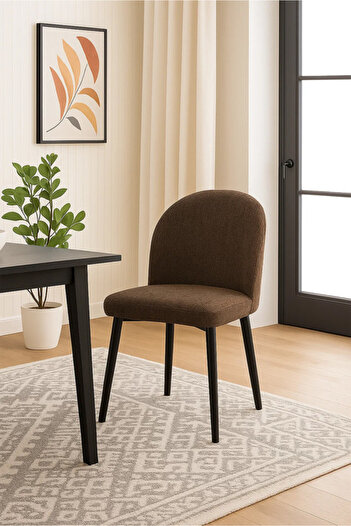 Generic Velvet Dining Chair with Modern Elegant Design and Sturdy Legs - Brown