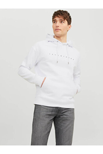Jack & Jones Ανδρικό φούτερ με λευκή κουκούλα Jack&Jones Hood Star