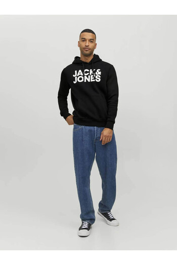 Jack & Jones Μαύρο ανδρικό φούτερ - Λογότυπο Jjecorp, Sweat Hood, Noos 12152840