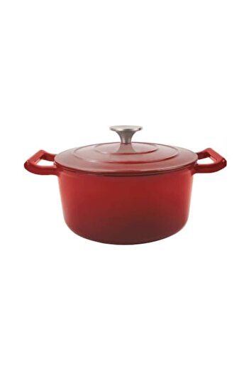 OEM Set 2 x Cratita cu Capac, Rosie, din Fonta Emailata, 26 cm, 4.8 l, Grunberg