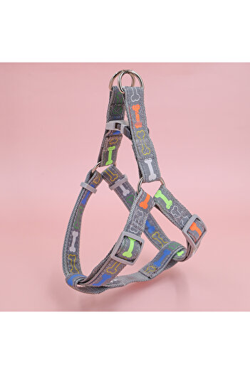 Choice M GRAY A colorful bone tripod pet dog harness for indoor and outdoor use