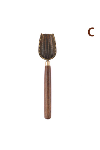 Choice -C 1 Pc Sandalwood Handle Alloy Teaspoon Small Tea Scoop Kung Fu Ceremony Accessories