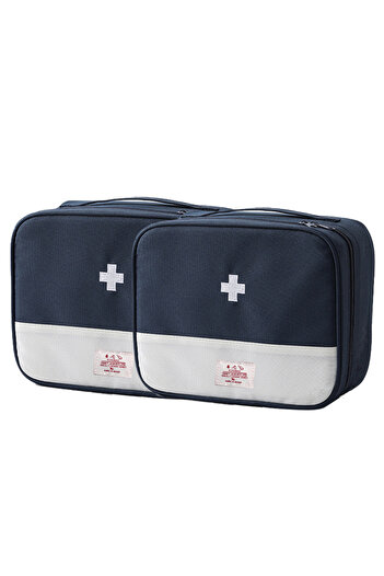 Choice 2PCS Blue Large Capacity Medicine Bag Travel Portable Medical Bag Home Medicine Storage Bag Set Port