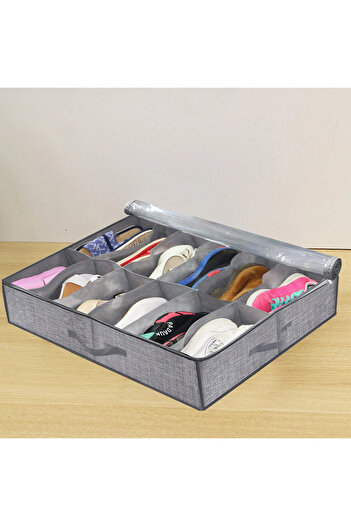 Choice grey 1pc- non-woven bed bottom storage box foldable shoes dust storage box with cover visual finishi