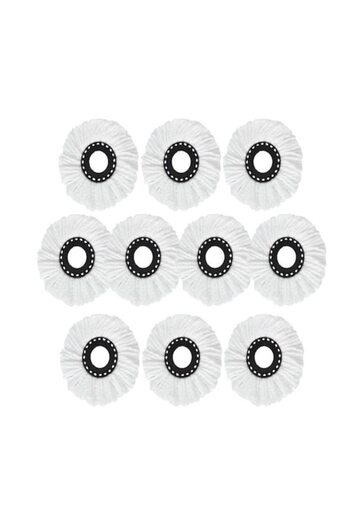 Nova Home Set 10 Rezerve pentru mop rotativ, Microfibra, Alb, 16 cm
