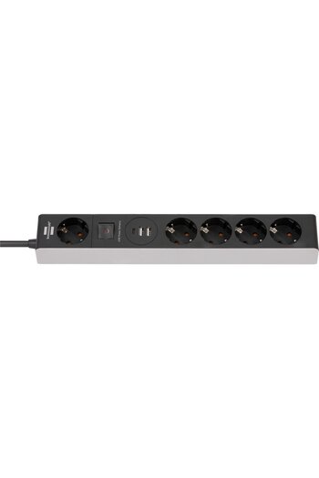 Brennenstuhl Premium-line extension cord 5 outlets, 2 USB, 1 USB-C, 2.4A, 1.5m On Off button, Charging