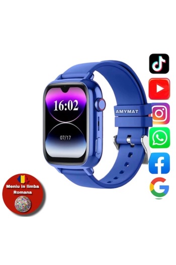 AMYMAT Ceas inteligent Wonlex KT34 cu GPS, ecran tactil, funcții avansate pentru copii