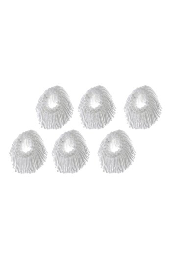 bigshot Set 6 x Microfiber Replacement for Rotative Mop Bigshot, Plastic Clamp Diameter 16 cm, White