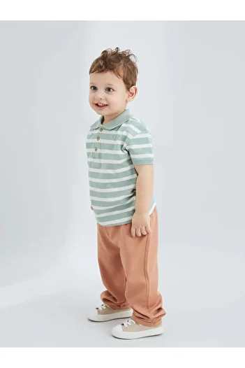 LC Waikiki Kanz Green Polo Collar Baby Boy T-Shirt and Trousers 2 Pcs