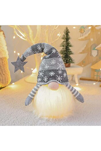 Falamka Christmas gnome, LED, fabric, white/gray