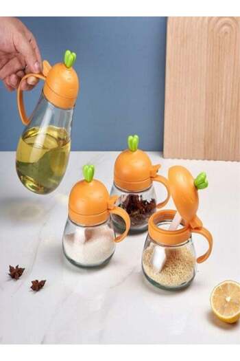 ZeeSquare Oil Dispenser and Spice Jar Vinegar Bottle and Spice Rack Set of 4 Pieces