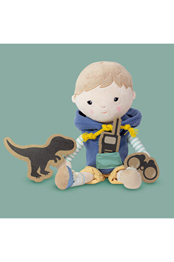 Petite&Mars Papusa, Petite&Mars, Max 14 x 34 cm, 0 luni+, Ambalaj cu mini puzzle din carton, 35 cm, Albastru