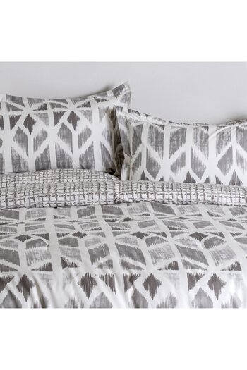 Cottage microfiber block chevron print 6pc super king comforter set, grey 250*260cm