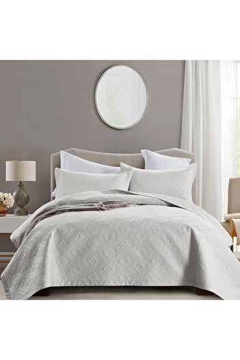 Boutique Blanche cotton embroidered bed spread full 2 pcs set white 240*160cm