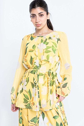 Nichii Long-Sleeve Floral Printed Blouse