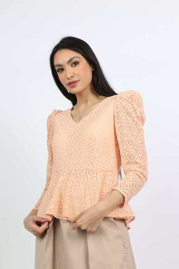 Nichii Lace Long Sleeve Blouse with Seven Neckline Opening