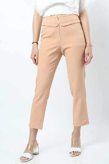 Nichii Women's Classic High-Waist Fabric Trousers
