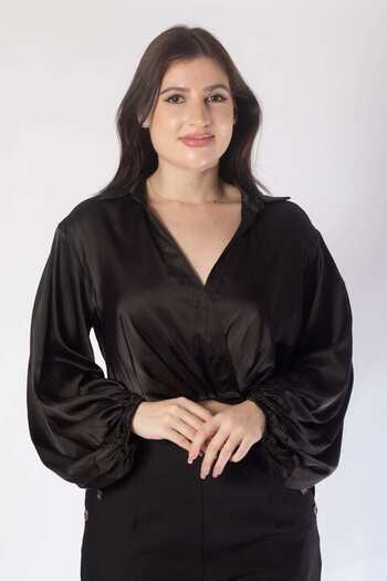 Nichii Women's Long Sleeve Blouse with High Waist