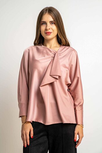 Nichii Women's Long Sleeve Solid Ruffle Blouse