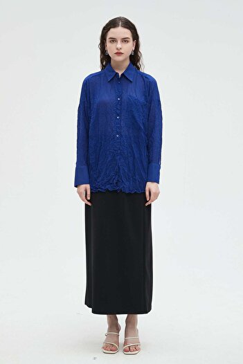 Nichii Women's Solid Long Sleeve Shirt with Front Buttons